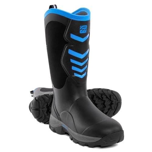 WOVENPAK Rubber Boots for Men, Mens Boots Waterproof Insulated Hunting Boots with Steel Shank, Neoprene Rubber Work Mud Boots Outdoor All Season, Size 12