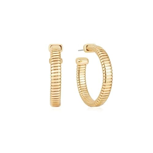 Ettika Gold Hoop Earrings. Hoops for Women. 18K Gold Plated Essential Flex Hoops. Open Circle Earrings for Women. Birthday Gifts for Women