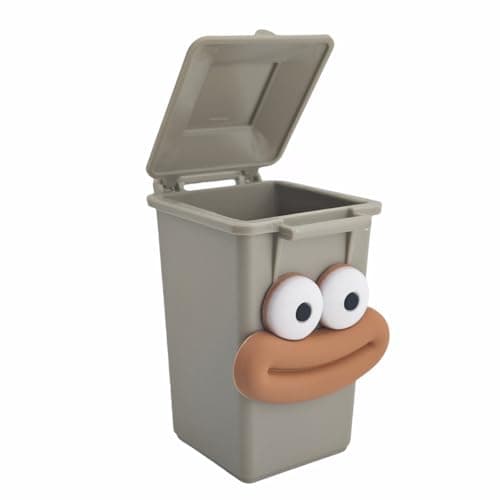 Nuanmu Mini Curbside Vehicle Garbage DIY Creative Sausage Mouth Miniature Novelty Toys Garbage Truck's Trash Can (Grey)