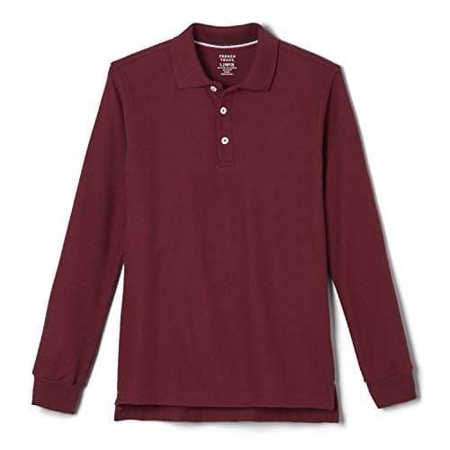 French Toast Little Boys' Long Sleeve Pique Polo, Burgundy, 3T