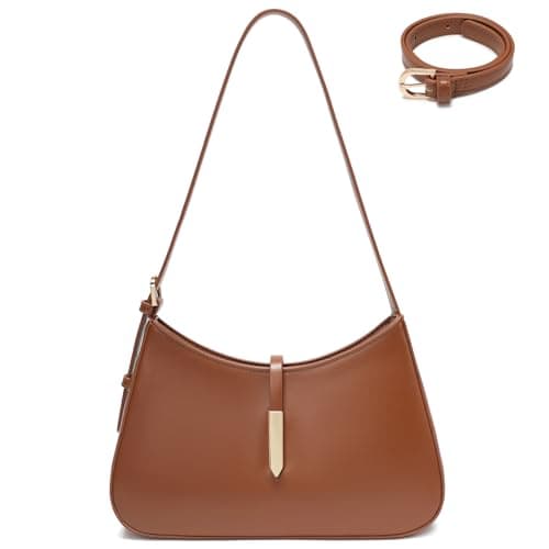 Keyli Trendy Shoulder Bag for Women Vegan Leather Crossbody Purses Handbags Hobo Bags with Adjustable Strap Brown