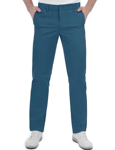 Men's Golf Pants Stretch Waist Slim Fit Tapered Classic Fit Golf Pants Size 36 Blue