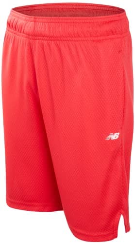 New Balance Boys Athletic Shorts - Active Performance Boys Mesh Gym Shorts with Pockets for Basketball Soccer and Gym, Size 18-20, Red