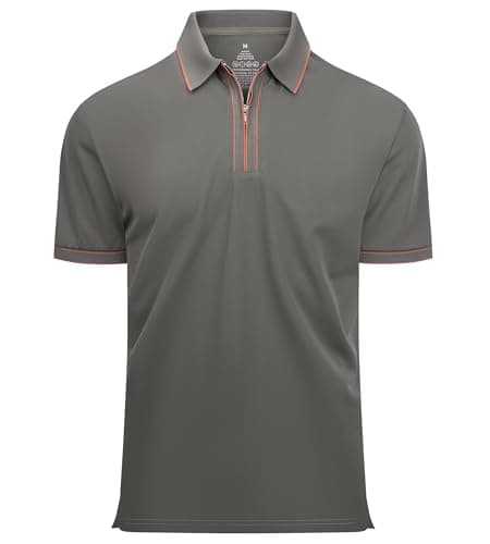 Mens Zipper Golf Shirt Moisture Wicking Fashion Polo Shirts,Army,S