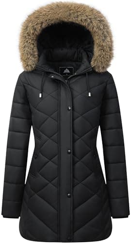 Pufflady Women's Long Warm Winter Coat Thickened Fleece Lined Down Jacket