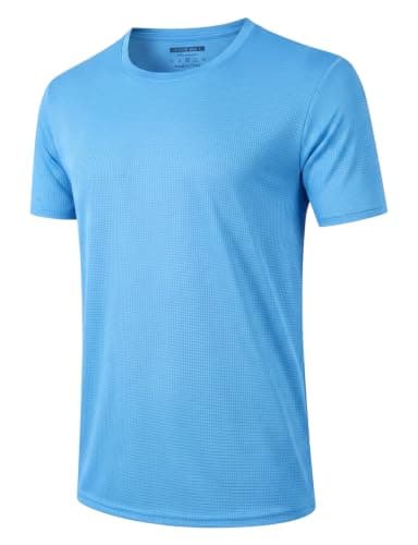 meioro Men's Short Sleeve T-Shirts Athletic Workout T Shirt (Azure, L)
