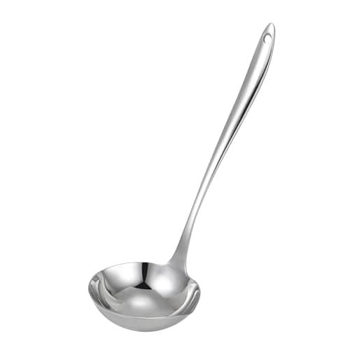 Mafier 4.Oz 18/10 Stainless Steel Kitchen Ladle Cooking Utensils with 11.8-Inch Handle,Heavy Duty Serving Large Soup Spoon,Dishwasher Safe(Silver)