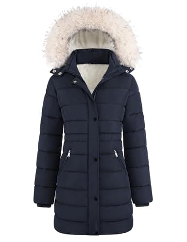 Wiepux Women's Winter Thicken Fleece Lined Puffer Coat Long Snow Jacket