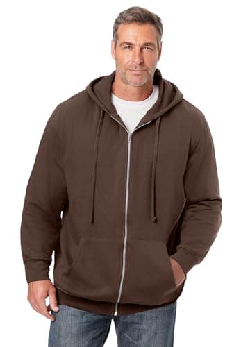 KingSize Men's Big & Tall Fleece Zip-front Hoodie Jacket - 9XL, Espresso