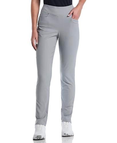 PGA TOUR Women's Tummy Control Pull-on Waistband Golf Pants, Sleet, Small