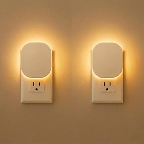 Hiwrolat Plug-in LED Backlit Night Light with Motion Sensor & Dusk to Dawn Sensor, 2700K Soft Warm White Nightlight with Dimmable Brightness for Adults & Kids' Bedroom, Bathroom, Hallway, 2 Pack