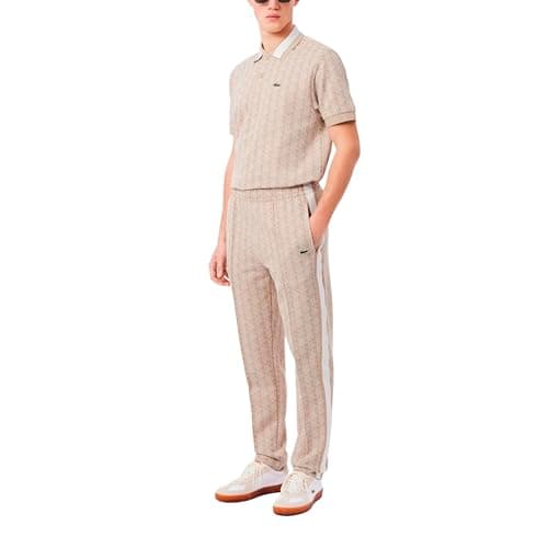 Lacoste Men's Paris Monogram Sweatpants, Lionne/Flour, 2X-Large
