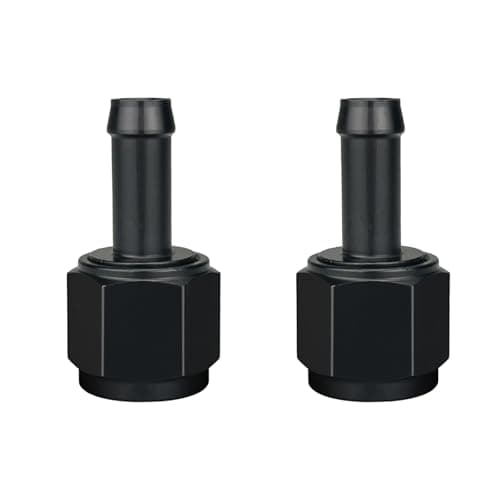 8AN Female to 1/2 Barb Hose Fitting Adapter Straight Swivel Aluminum Black, Pack of 2