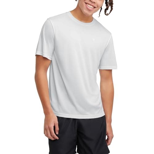 Champion Men’s Athletic T-Shirt – Lightweight, Moisture-Wicking, Anti-Odor, Inclusive Fit (S–4XL), White, Small