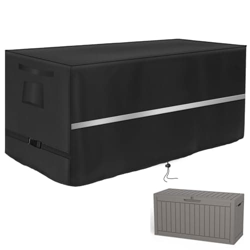 Deck Box Cover Heavy Duty Waterproof Deck Box with Handle, Outdoor Large Storage Cover Patio Rectangular Bench Covers (62 x 25 x 28inch)