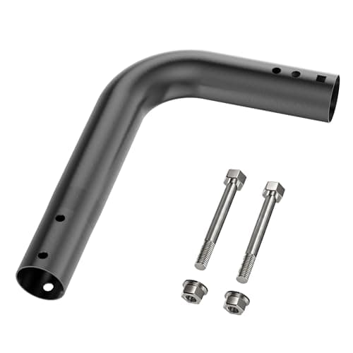 90° Antenna Mount Tube Adapter, Iron Pole Bracket with 2 Mounting Holes, Compatible with Select EOQO Heavy Duty Antenna Mounts for TV Antennas, Weather Stations & Starlink Mount Setups, Black