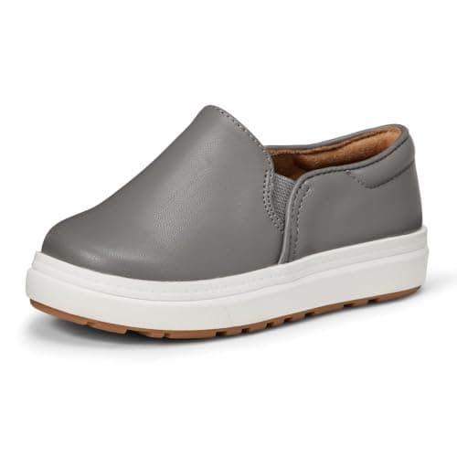 Amazon Essentials Unisex Toddlers' Canvas Slip-on Sneakers, Grey Faux Leather, 5 Toddler