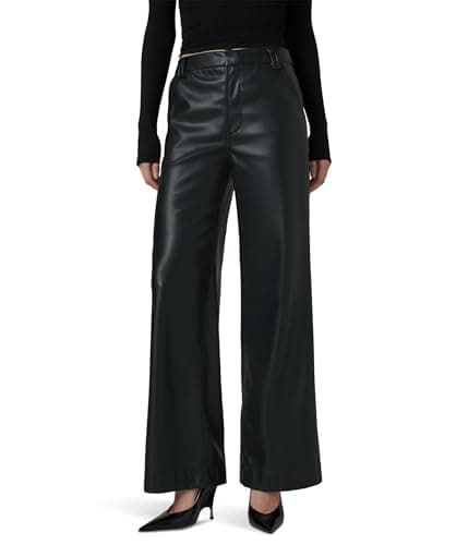 Joe's Jeans Women's The Mia High Rise Wide Leg Jean, Black Vegan Leather, 29W x 32L
