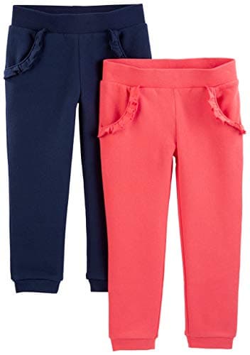 Simple Joys by Carter's Toddler Girl's 2-Pack Pull on Fleece Pants Pants, pink/navy, 5T