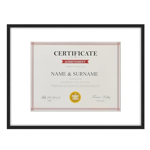 Giftgarden 12x16 Picture Frame Aluminum, Black Metal 12x16 Frames Matted to 8.5x11 Certificate Award Document for Wall Hanging, 1 Pack