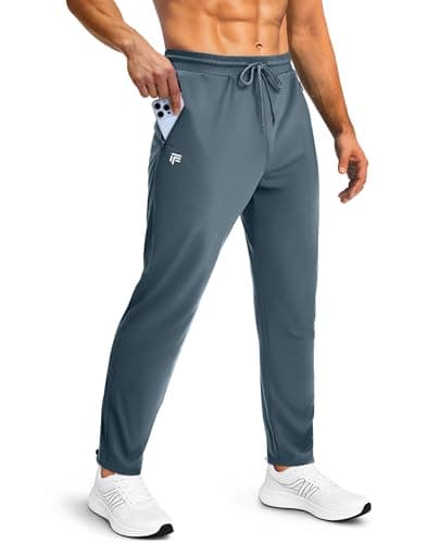 FOGFIRE Mens Sweatpants with Zipper Pockets Joggers for Men Workout Athletic Gym Track Fitness Clothing Blue