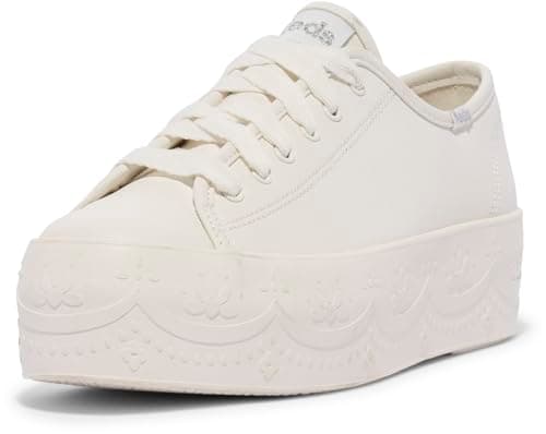 Keds Women's Triple Up Leather, White Lace Foxing, 10 Medium