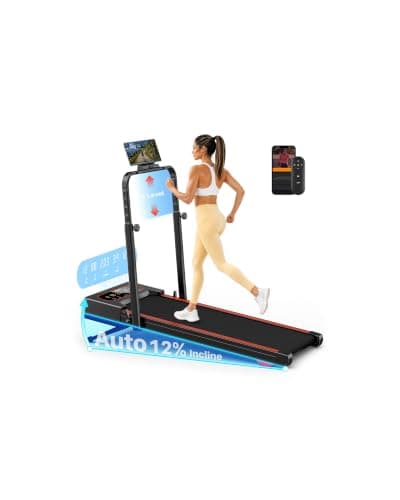 Foldable Walking Pad Treadmill with Auto Incline 12% & Handle Bar 5-Level