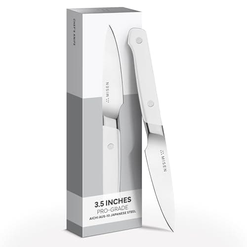 Misen 3.5" Paring Knife – Precision High-Carbon Stainless Steel Blade – Ergonomic Handle for Peeling, Trimming, and Slicing – Lightweight, Versatile Kitchen Tool for All Culinary Tasks - White