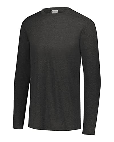 Augusta Sportswear Tri-Blend Long Sleeve Crew, Black Heather, XL