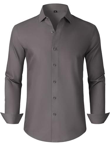 GIANZEN Men's Shirt Big and Tall Long Sleeve Dark Grey Size XXXXL Tall
