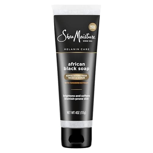 Sheamoisture Facial Wash and Scrub for Blemish Prone Skin African Black Soap to Clarify Skin 4 oz