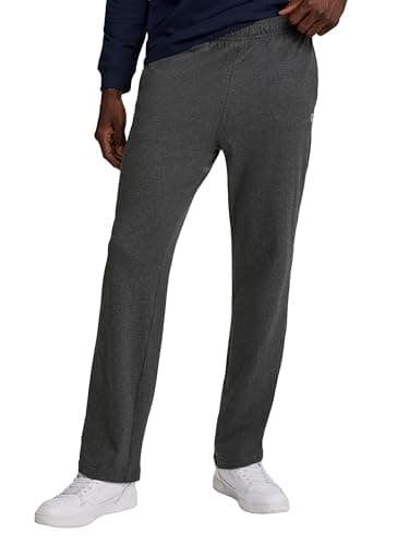 Champion Men's Everyday Open Hem Cotton Pants, 32.5" Inseam, Cotton Knit Pants Left Hip "C" Logo, Open Hem Jersey Pants
