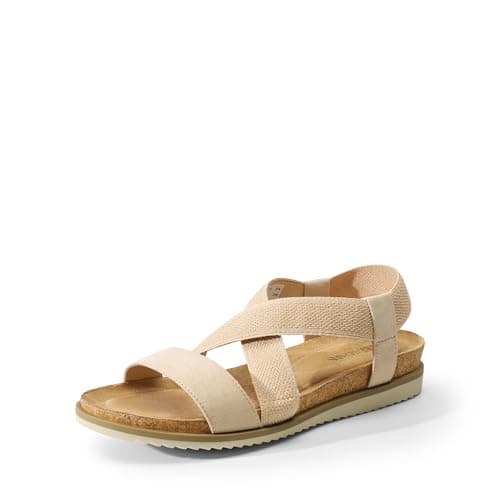 DREAM PAIRS Women's Comfortable Low Wedge Sandals, Open Toe Slip On Strappy Flat Sandals Light-weight Summer Shoes