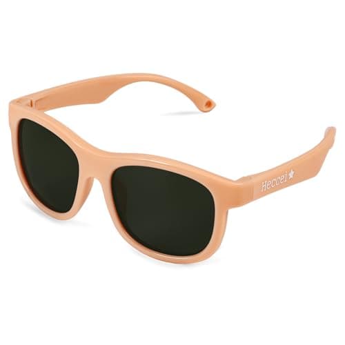 HECCEI Polarized Baby Sunglasses with Strap - Flexible Infant Sunglasses UV Protection for Newborns Toddler Age 0-24 Months, Sunrise Peach