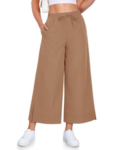 CAMPSNAIL Wide Leg Pants Women - 25"/29" Casual Summer Capri Yoga Pants Lightweight Sweatpants for Travel Business Work