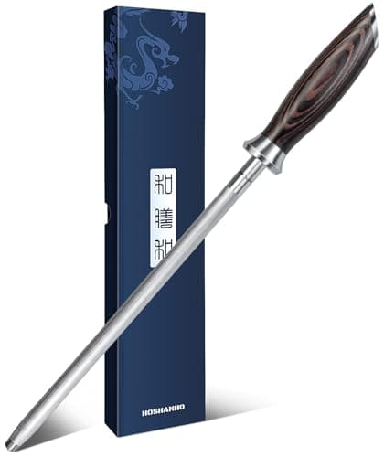 HOSHANHO Honing Rod, 10 Inch Professional Kitchen Knife Sharpener Rod