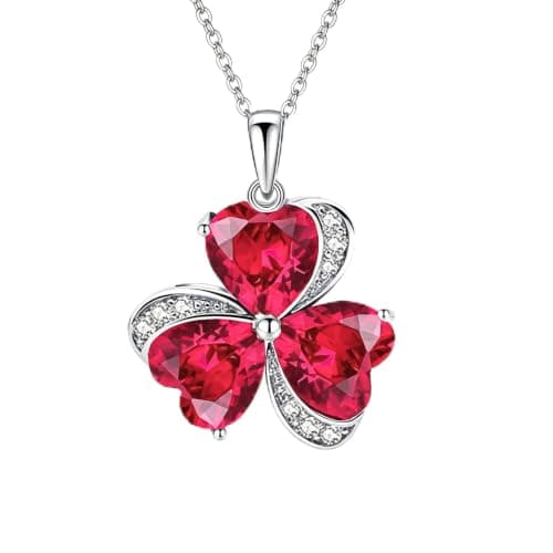VONSSY Elegant Clover Pendant Necklace | Emerald Green Gemstone Irish Shamrock Pendant | Platinum Gold Plated Chain | Meaningful Jewelry Gift for Women Mother Girlfriend