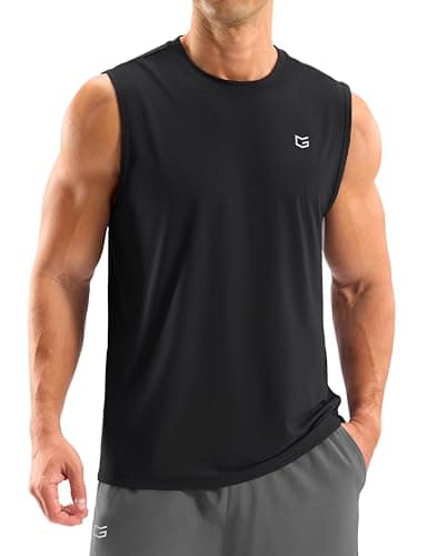 Sleeveless Shirts for Men Workout Tank Tops Dry Fit Shirt, Black, L