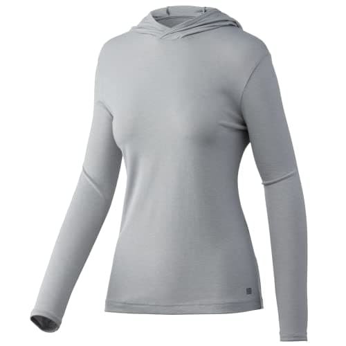 HUK Women's Standard Waypoint Hoodie | Performance Long-Sleeve Shirt +50 UPF, Overcast Grey, X-Small