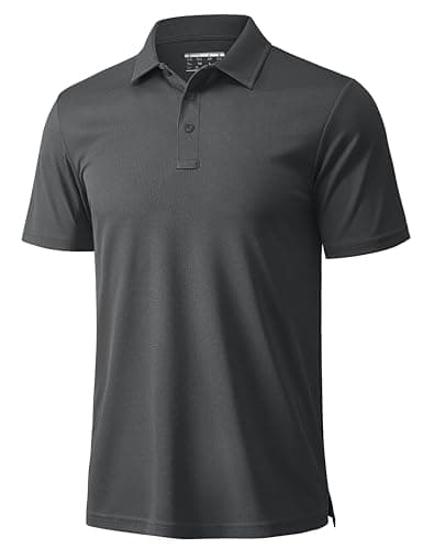 MAGCOMSEN Men's Polo Shirts Short Sleeve Golf Quick Dry Collared Moisture Wicking Athletic Performance Polos Dark Grey S