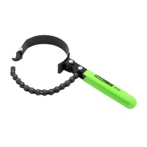 OEMTOOLS 87163 Adjustable Oil Filter Chain Wrench, Fits Oil Filters Between 2-1/2 Inches to 4-1/2 Inches (63.5MM to 114.3MM), Black and Green