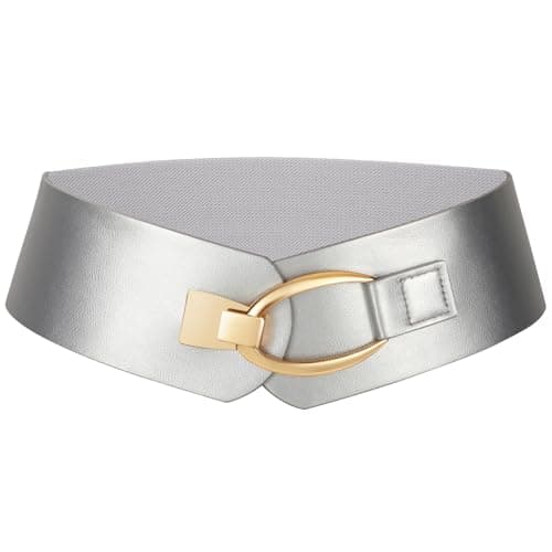 WERFORU Women Wide Elastic Belt Women Fashion Wide Belt with Gold Buckle Ladie Thick Waistbelt for Dresses