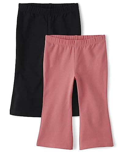 The Children's Place,and Toddler Flared Fashion Leggings 2-Pack,Black | Lotus Flower,4T