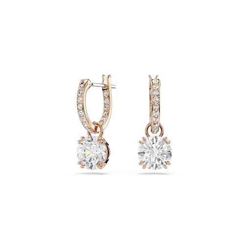 Swarovski Constella Pierced Drop Earrings, White Crystals on a Rose Gold-Tone Finish Setting, Part of the Constella Collection