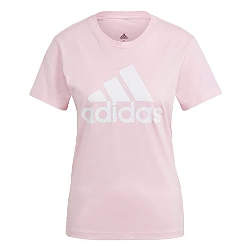adidas Women's Loungewear Essentials Logo T-Shirt, Clear Pink/White, XX-Small