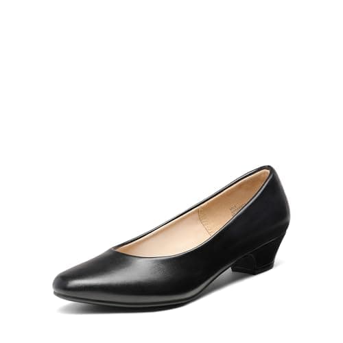 DREAM PAIRS Women's Mila Low Chunky Heel Pump Shoes,Size 5,Black/Pu,Mila