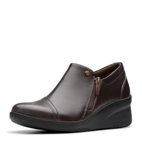 Clarks Women's Suttyn Zip Loafer, Chocolate Leather, 7 Medium