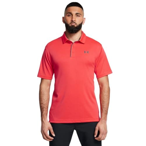 Under Armour Men's Tech Golf Polo, (713) Racer Red / / Pitch Gray, Small Tall