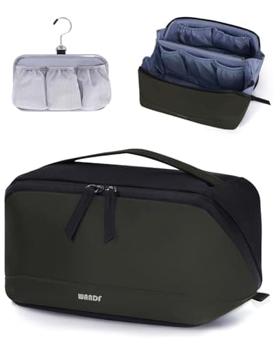 WANDF PU Leather Toiletry Bag for Men, Dopp Kit with Hanging Pouch