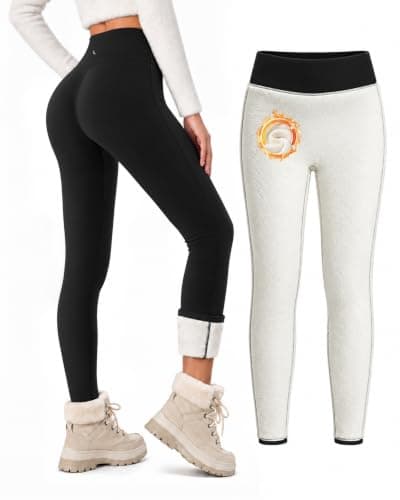 Leapstride Fleece Lined Leggings Women - No Front Seam Thermal Winter Pant